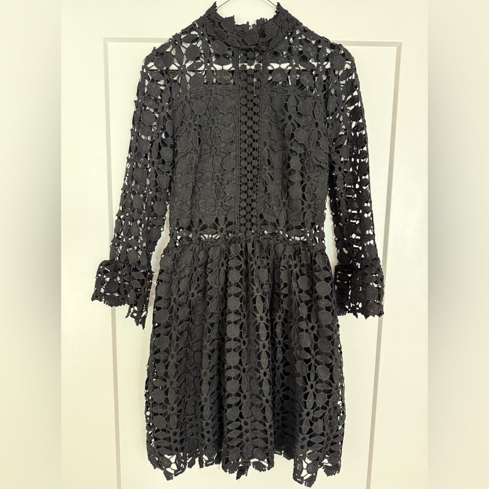 Black Lace Long Sleeve Dress - Picture 7 of 8